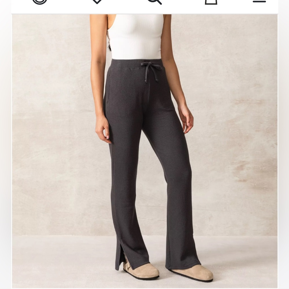 Gray Knit Pants with Side Slits